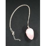 ROSE QUARTZ PENDANT AND SILVER CHAIN