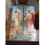 PAIR OF FRAMED CLASSICAL ART NOUVEAU TILED PLAQUES