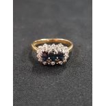 18 CARAT WHITE GOLD 3 STONE SAPPHIRE AND DIAMOND RING