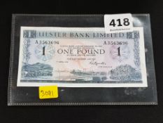 ULSTER BANK £1 NOTE 1976 UNC