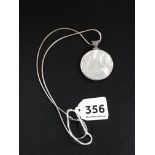 LARGE SILVER MOTHER OF PEARL PENDANT AND SILVER CHAIN
