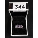 SILVER AMETHYST 3 STONE RING