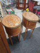 PAIR OF OVAL FRENCH STYLE BEDSIDE CABINETS
