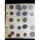 FOLDER OF COINS AND BOX OF VARIOUS COINS