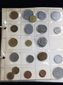 FOLDER OF COINS AND BOX OF VARIOUS COINS