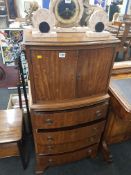 BOWFRONTED CABINET AND 4 DRAWERS