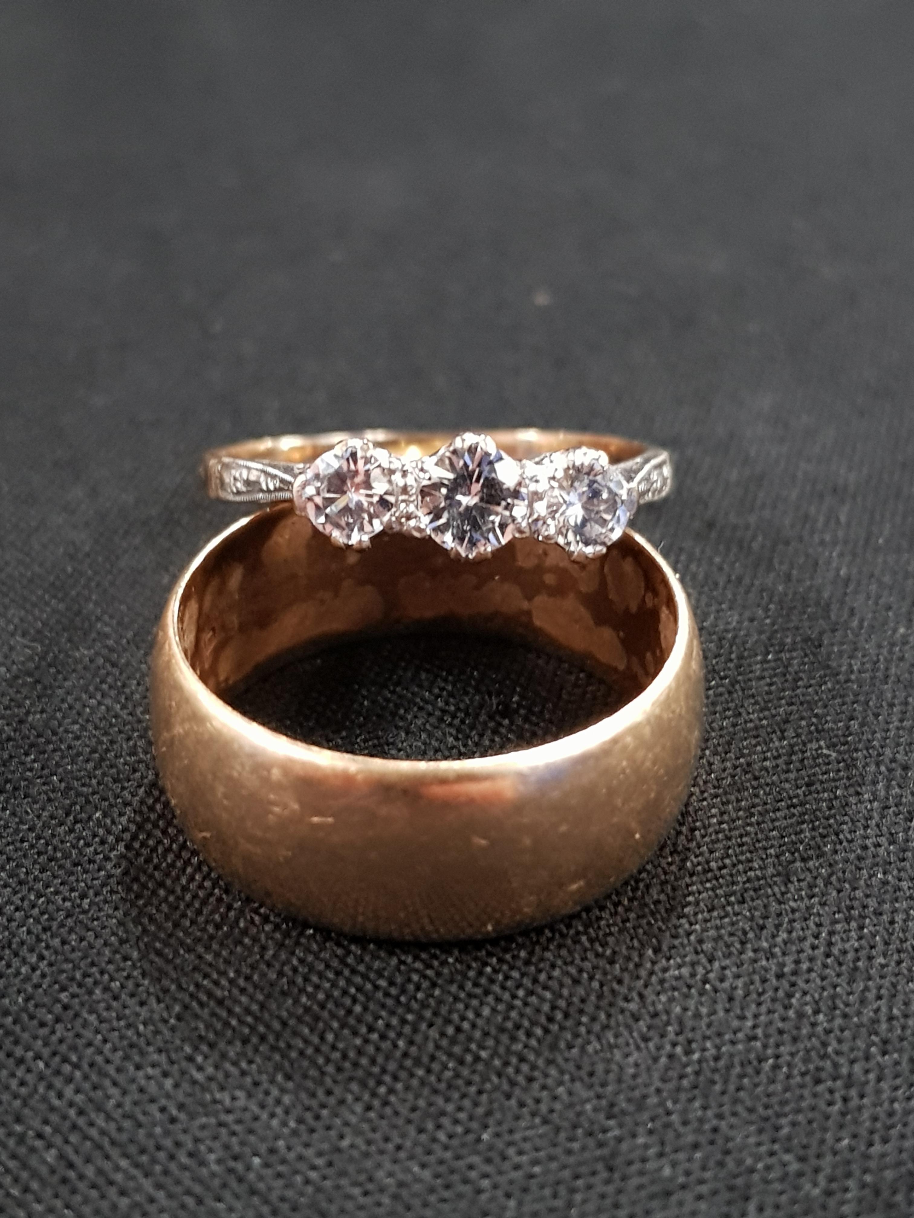 9CARAT WEDDING BAND (6GMS) AND ENGAGEMENT RING