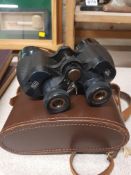 OLD BINOCULARS AND LEATHER CASE