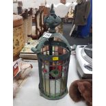 ANTIQUE ARTS AND CRAFTS STAINED GLASS LIGHT SHADE