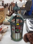ANTIQUE ARTS AND CRAFTS STAINED GLASS LIGHT SHADE