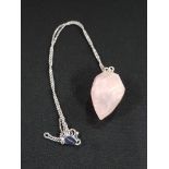 ROSE QUARTZ PENDANT AND SILVER CHAIN