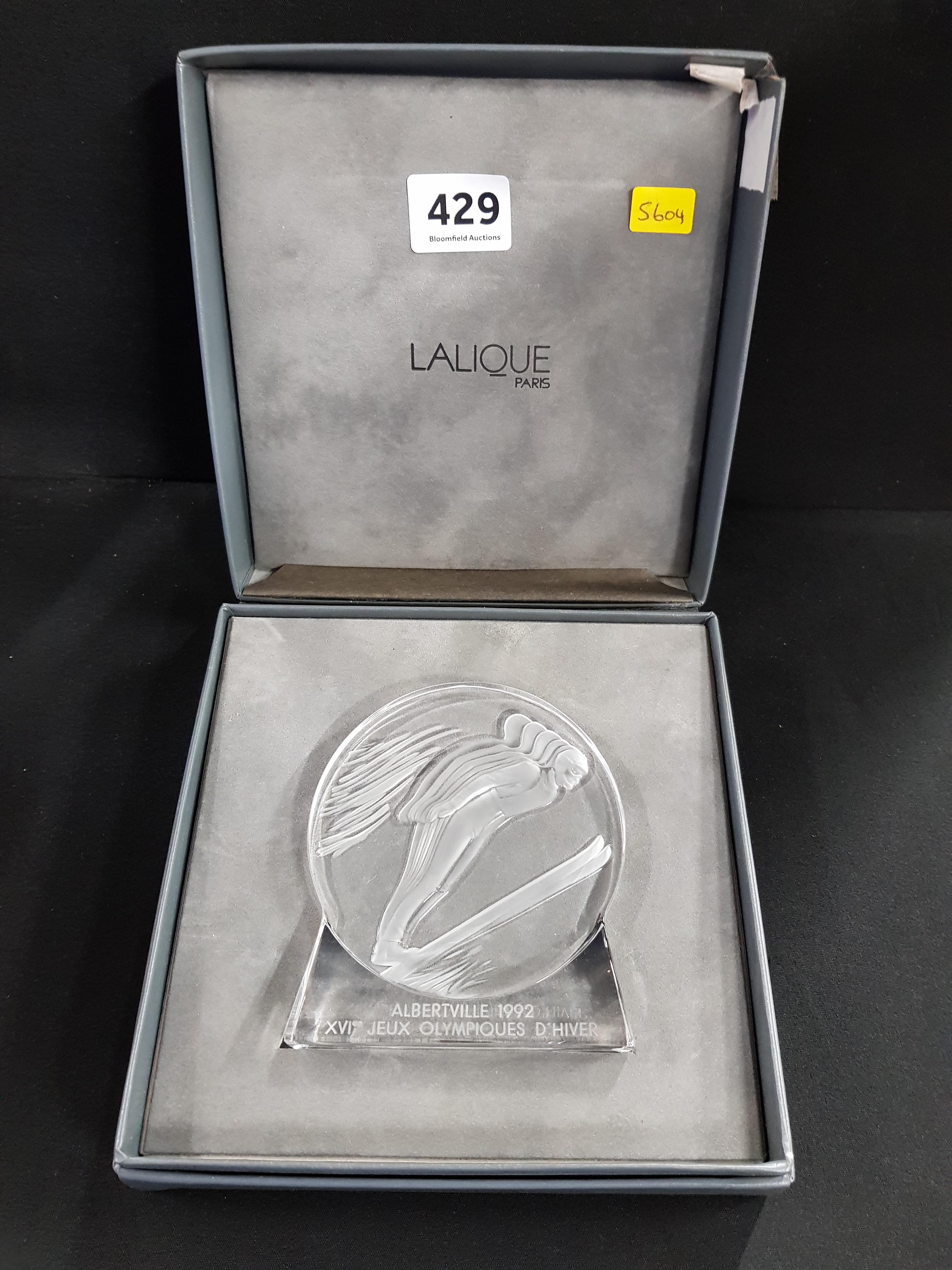 LALIQUE OLYMPICS GLASS TROPHY, BOXED