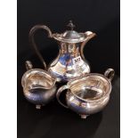 SOLID SILVER 3 PIECE TEASET 1191g APPROX