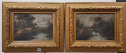 PAIR OF VICTORIAN OILS ON CANVAS LANDSCAPES 35X24CMS