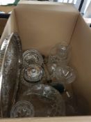 BOX LOT OF CUT GLASS AND EPNS