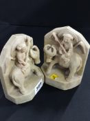 PAIR OF ORIENTAL SOAPSTONE BOOKENDS