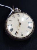 SILVER GEORGIAN PAIR CASED VERGE POCKET WATCH WITH FUSEE MOVEMENT