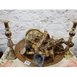 SHELF LOT OF BRASSWARE