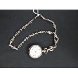 ANTIQUE SILVER WATCH AND CHAIN