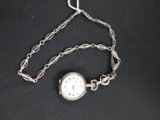 ANTIQUE SILVER WATCH AND CHAIN