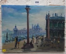 SIGNED UNFRAMED OIL PAINTING OF VENICE