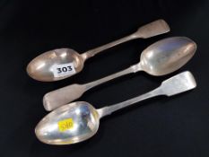 3 VICTORIAN SOLID SILVER IRISH SERVING SPOONS