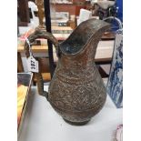 ANTIQUE BRASS AND COPPER DECORATED JUG