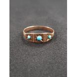ANTIQUE 10K ROSE GOLD AND 3 STONE TORQUOISE RING