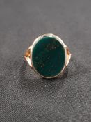 9 CARAT GOLD AND BLOODSTONE RING