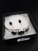 SILVER BANGLE AND EARRING SET