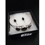 SILVER BANGLE AND EARRING SET