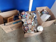 3 LARGE BOX LOTS, PLATES AND ORNAMENTS