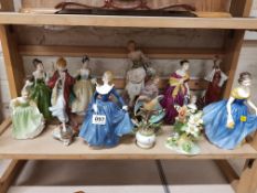 SHELF LOT OF ROYAL DOULTON AND OTHER FIGURES