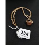 9 CARAT GOLD FOB ON 9 CARAT GOLD ALBERT CHAIN 32.59G