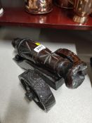 LARGE WOOD CARVED CANNON