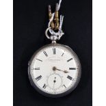 SILVER POCKET WATCH WITH FUSEE MOVEMENT RETAILED BY JAMES GRAHAM, CARRICKFERGUS