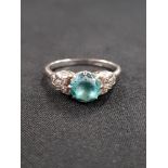 ANTIQUE 18 CARAT WHITE GOLD, BLUE TOPAZ AND DIAMOND RING