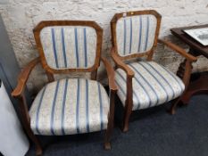 PAIR OF ANTIQUE OPEN ARMCHAIRS
