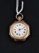 ANTIQUE 9 CARAT GOLD AND ENAMEL FOB WATCH