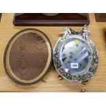 2 OVAL PHOTO FRAMES - 1 MEISSEN STYLE