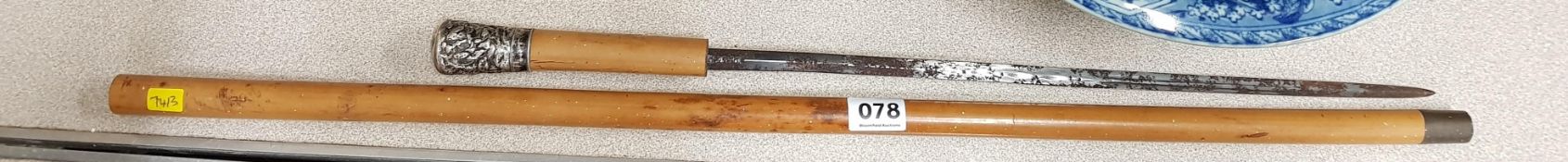 SILVER TOPPED SWORD STICK