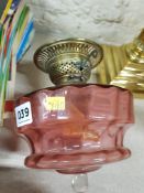 ANTIQUE RUBY GLASS OIL LAMP BOWL