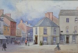 J W CAREY WATERCOLOUR - ARTHUR SQUARE AND THE OCTAGON TOLL HOUSE
