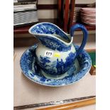 BLUE AND WHITE JUG AND BOWL