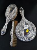 EMBOSSED BRUSH AND MIRROR AND COMB