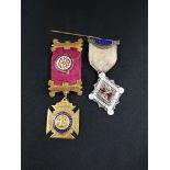 SILVER MASONIC JEWEL AND 1 OTHER