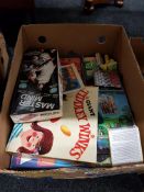 BOX OF OLD VINTAGE GAMES AND PLAYING CARDS