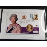 THE DIAMOND JUBILEE GOLD PLATED SILVER COMMEMORATIVE COIN COVER