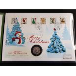 BRITAINS FIRST CHRISTMAS COIN COMMEMORATIVE SILVER COIN COVER