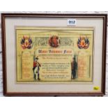 FRAMED UVF CERTIFICATE